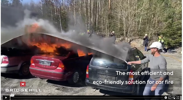 Bridgehill-brannteppevideoen for sosiale medier med tekst