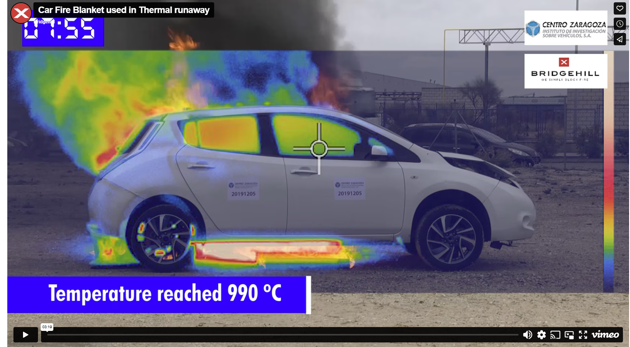 Bridgehill brannteppe på en batteribrann i en elbil