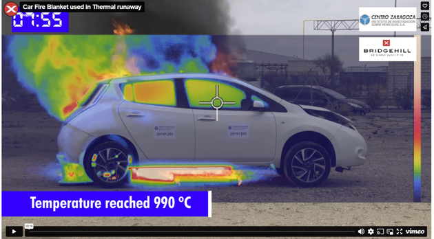 Bridgehill brannteppe på en batteribrann i en elbil