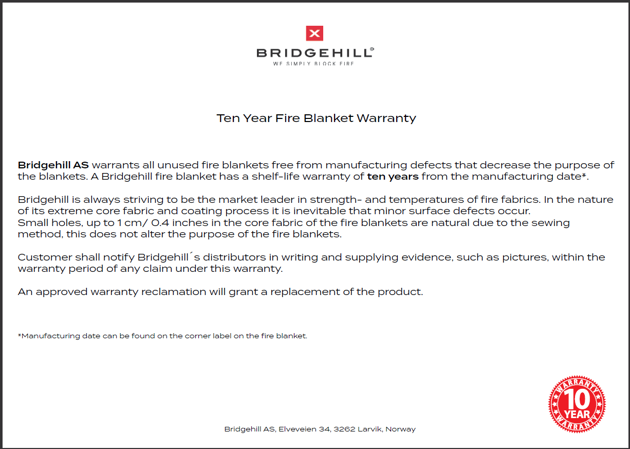 Bridgehill brannteppe garanti