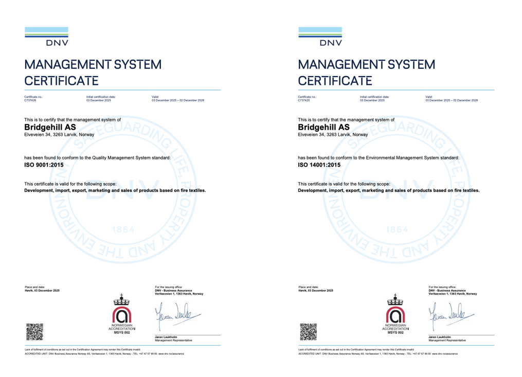 Bridgehill Fire Blanket ISO 9001 ISO 14001