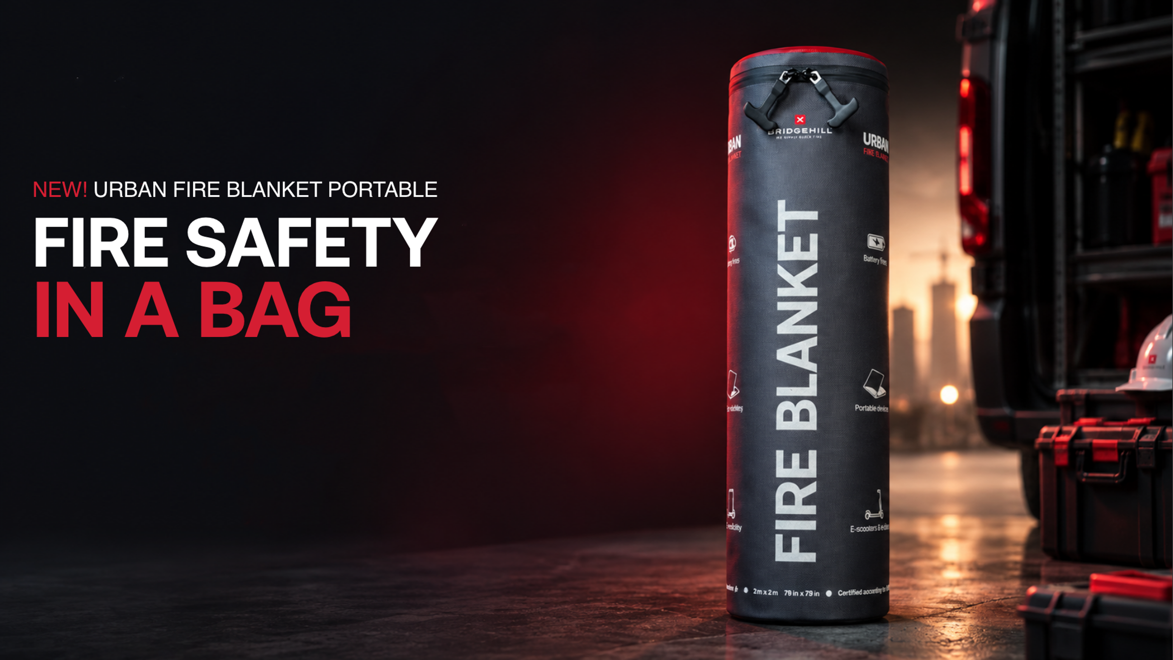Bridgehill URBAN Fire Blanket Portable Fire Safety In A Bag